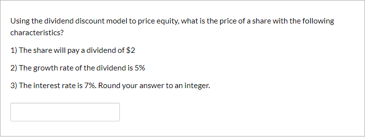 Solved Using the dividend discount model to price equity, | Chegg.com