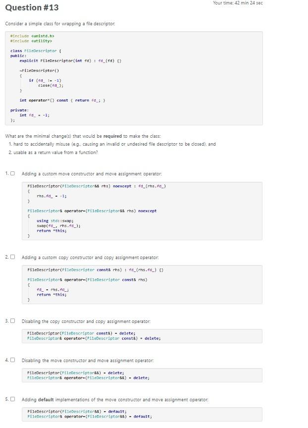 Solved Question \#13 Consider a simple class for wrapping a | Chegg.com