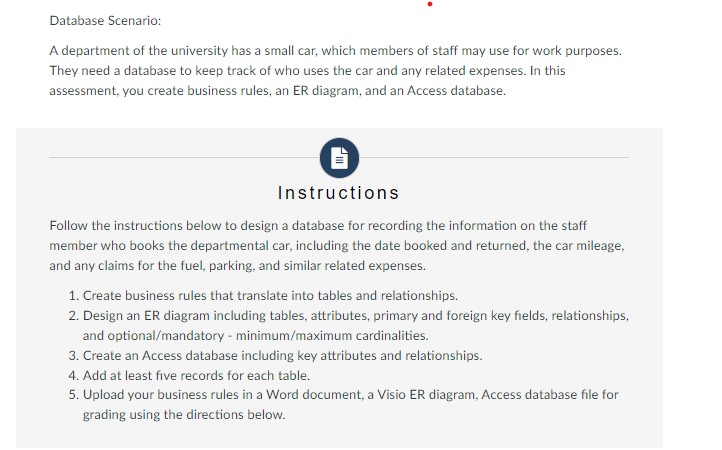 Solved Database Scenario: A department of the university has | Chegg.com