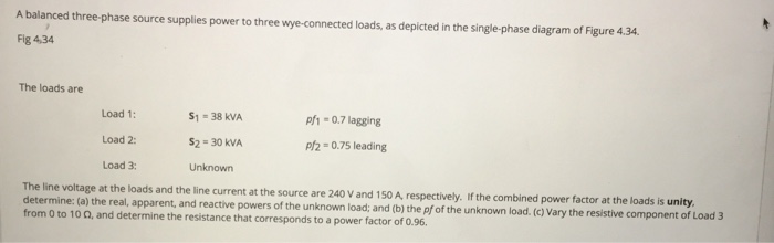 Solved A balanced three-phase source supplies power to three | Chegg.com