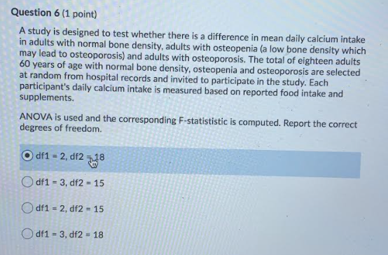Solved Question 6 (1 point) A study is designed to test | Chegg.com