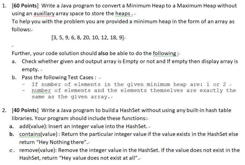 Solved 1. [60 Points] Write a Java program to convert a | Chegg.com
