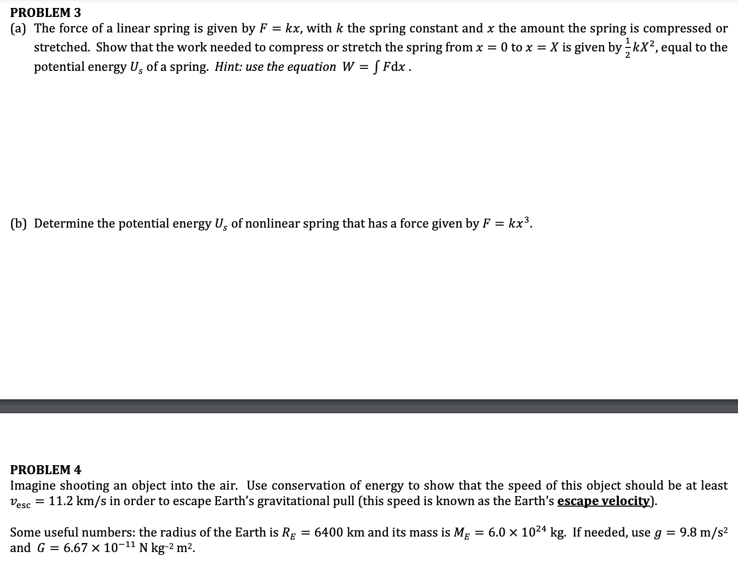 solved-problem-3-a-the-force-of-a-linear-spring-is-given-chegg