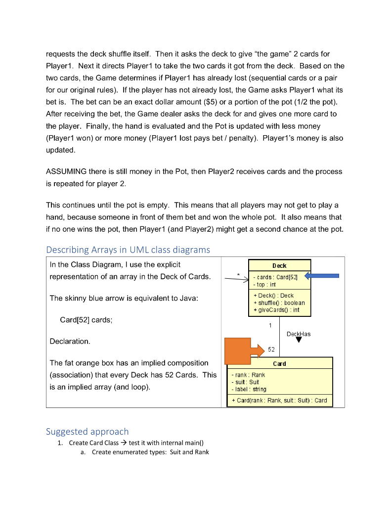 Semester project: Acey-Deucy (also known as | Chegg.com