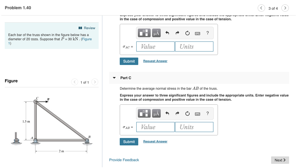 Solved: Problem 1.40 ? 3014 Review Part A Each bar of the