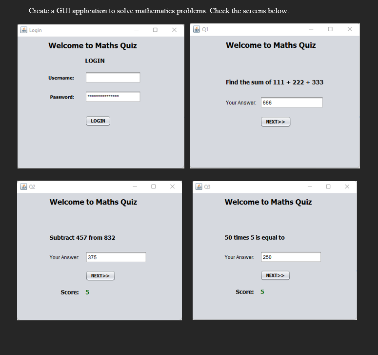 Solved Create a GUI application to solve mathematics | Chegg.com