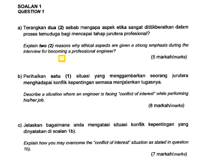 Solved SOALAN 1 QUESTION 1 a) Terangkan dua (2) sebab | Chegg.com