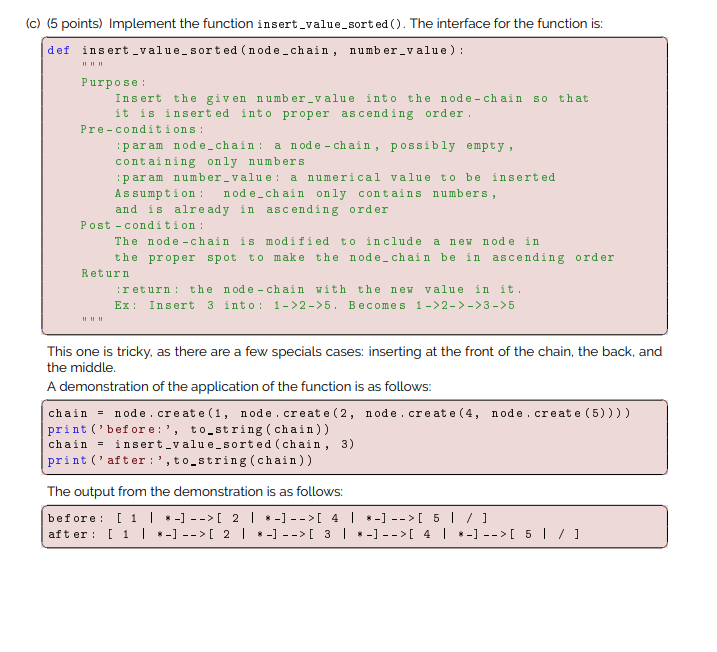 Solved (c) (5 points) Implement the function | Chegg.com
