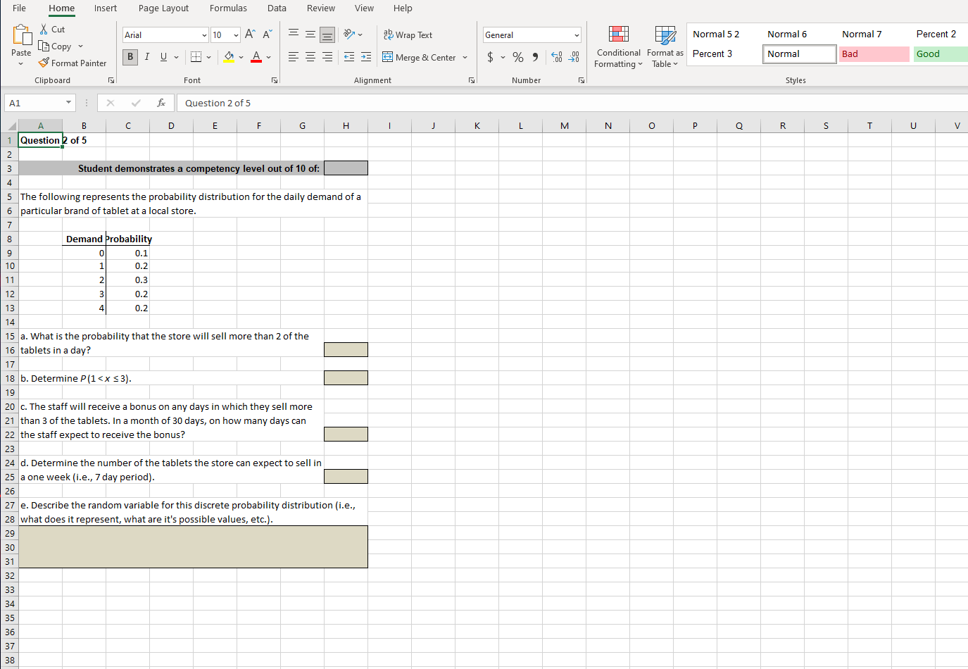 Solved File Home Insert Page Layout Formulas Data Review | Chegg.com