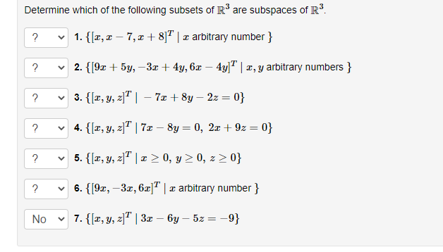 Solved Determine Which Of The Following Subsets Of R3 Are | Chegg.com