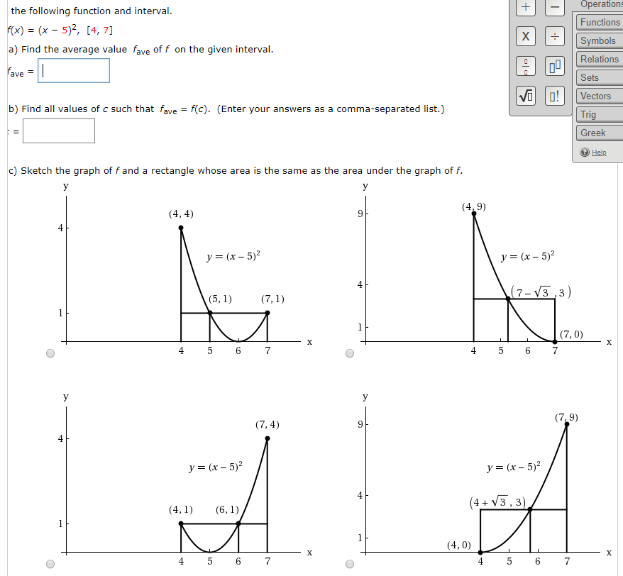 Solved Operations the following function and interval (x) (x | Chegg.com