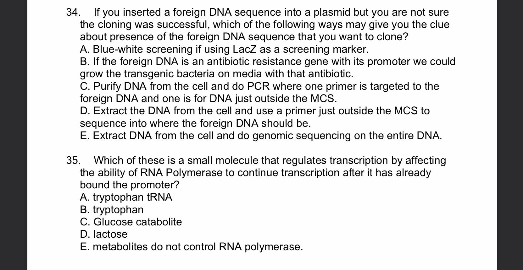 Solved Section 6. Answer the following questions on cloning