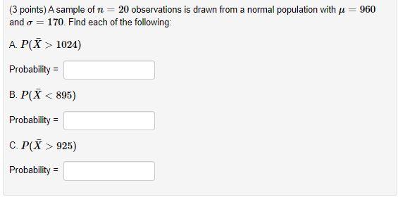 Solved 3 Points A Sample Of N Observations Is Draw Chegg Com