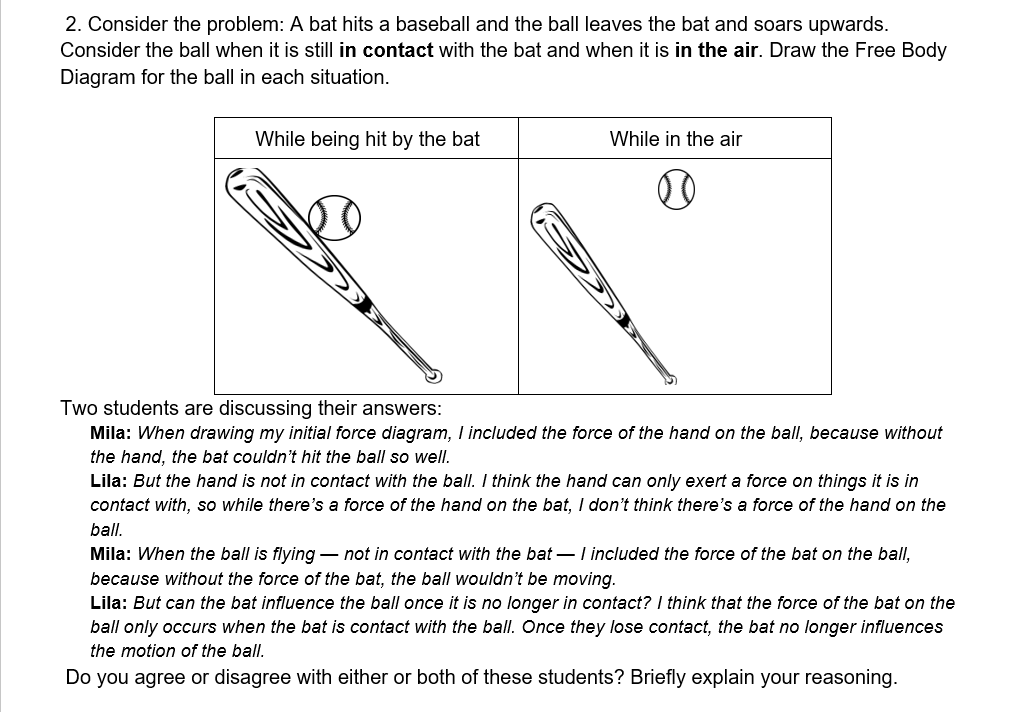 Solved 2. Consider the problem A bat hits a baseball and
