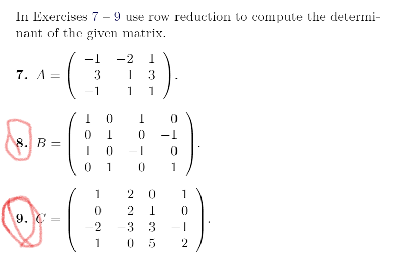 Solved In Exercises 7 – 9 Use Row Reduction To Compute The 