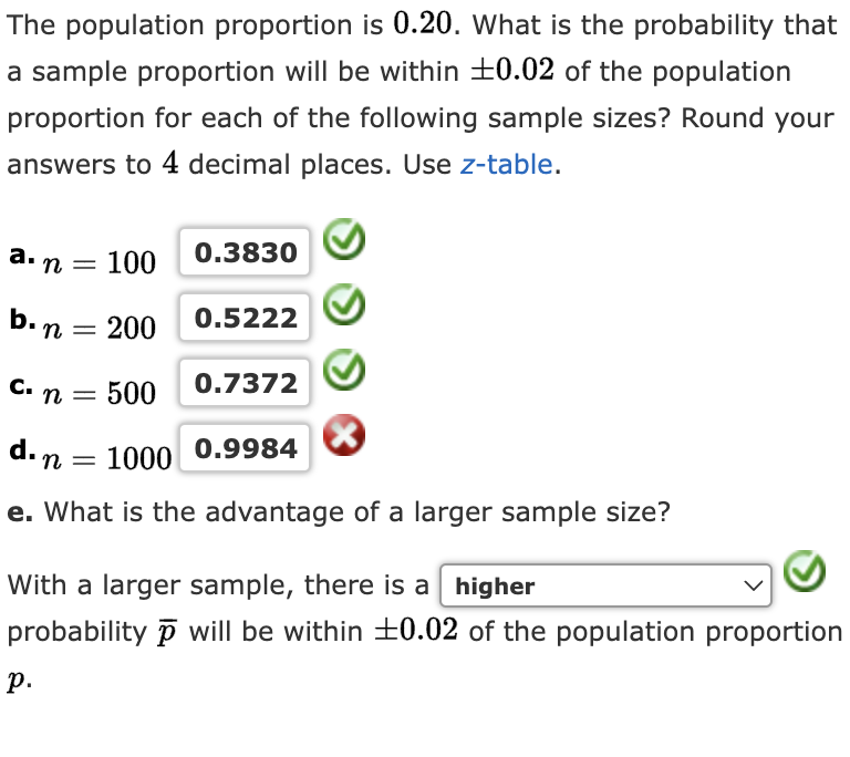 Solved The population proportion is 0.20 . ﻿What is the | Chegg.com