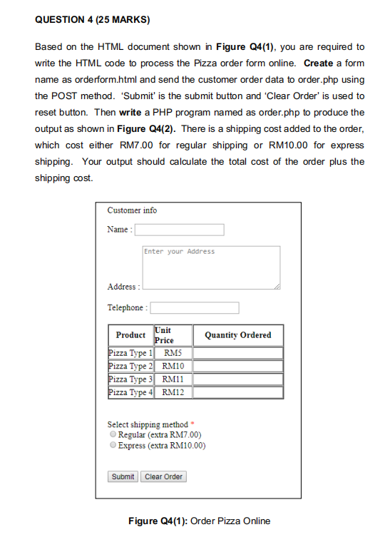 Solved QUESTION 4 (25 MARKS) Based on the HTML document | Chegg.com