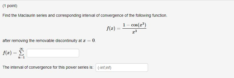 Solved (1 Point) Find The Maclaurin Series And Corresponding | Chegg.com