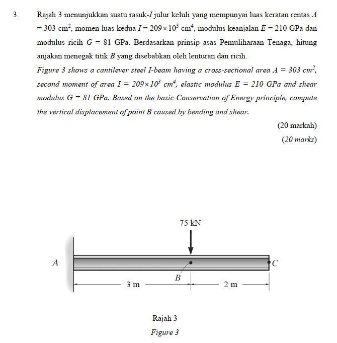 Solved نما 3. Rajah 3 Menunjukkan Suatu Rasuk-i Julur Keluli 