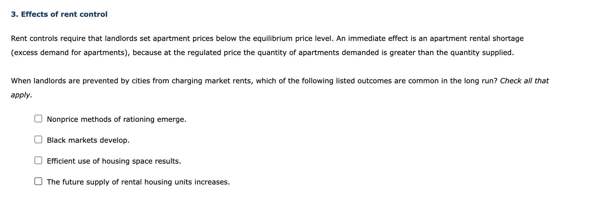 Solved Effects Of Rent Control Rent Controls Require That Chegg Com