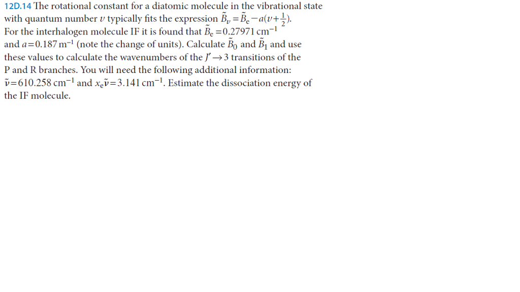 Solved Rotational Constant For A Diatomic Molecule In The | Chegg.com