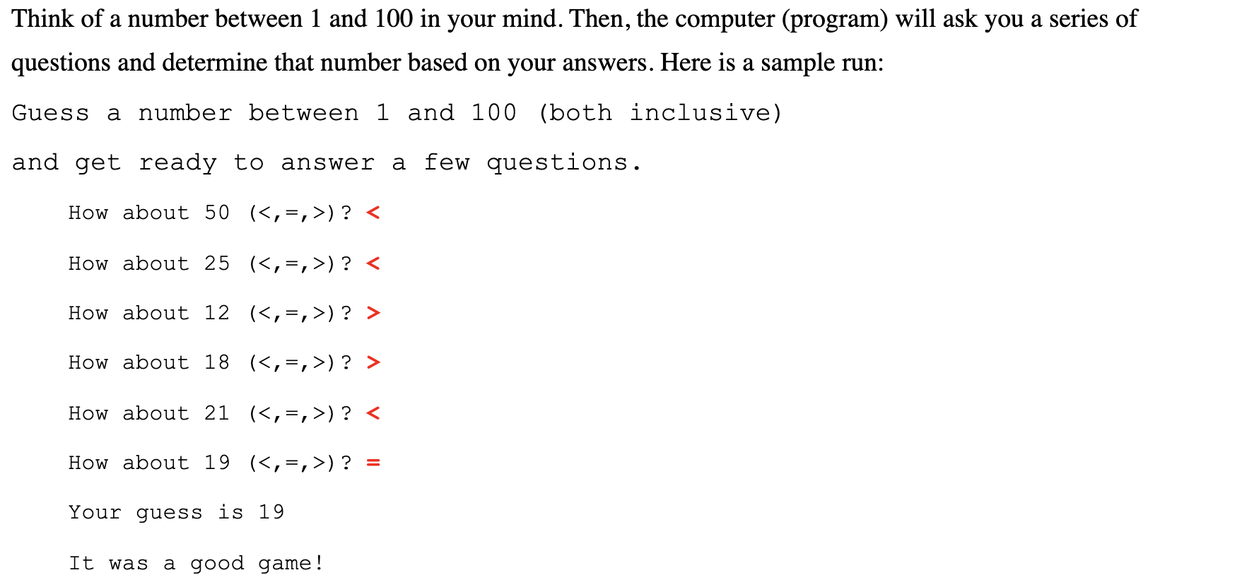 Solved Think of a number between 1 and 100 in your mind. | Chegg.com