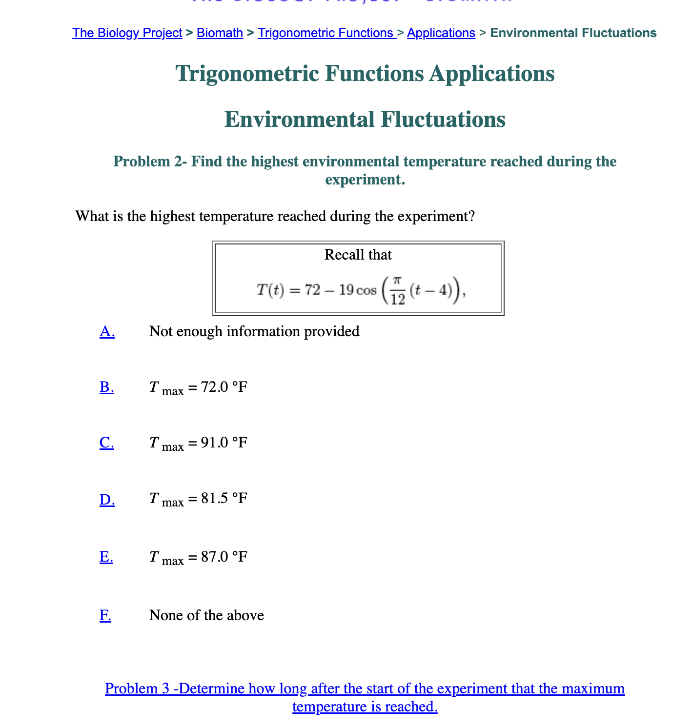 Solved Trigonometric Functions Applications Environmental | Chegg.com