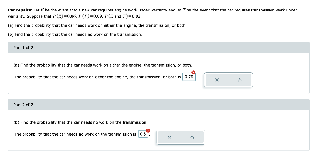 Solved Car repairs Let E be the event that a new car