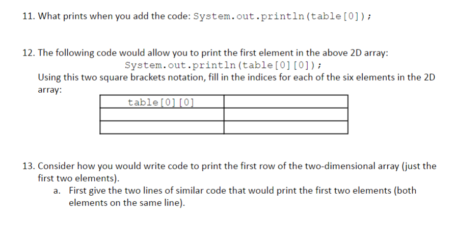 Solved Model II. (30 min) Two Dimensional Arrays start time: | Chegg.com