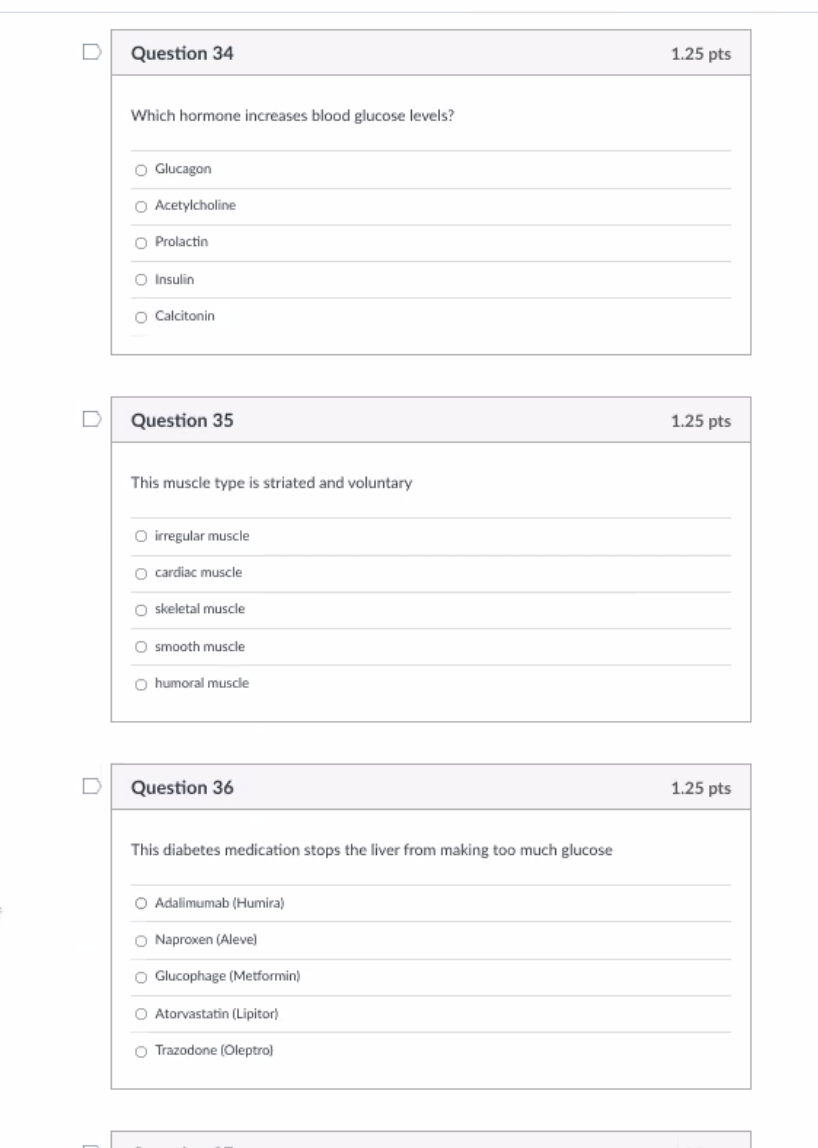 Solved Question 34 1.25 pts Which hormone increases blood | Chegg.com