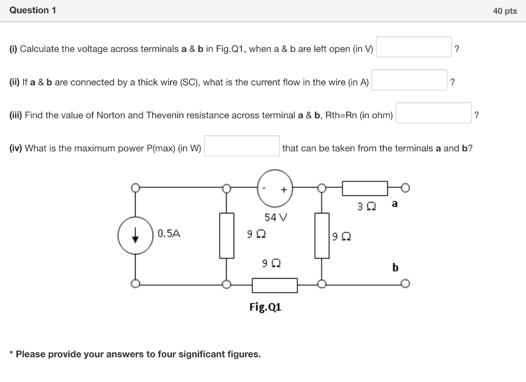 Solved Question 1 40 pts (i) Calculate the voltage across | Chegg.com