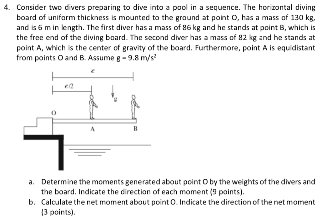Pool Diving Math Problem Solved 4. Consider two divers preparing to dive into a pool | Chegg.com