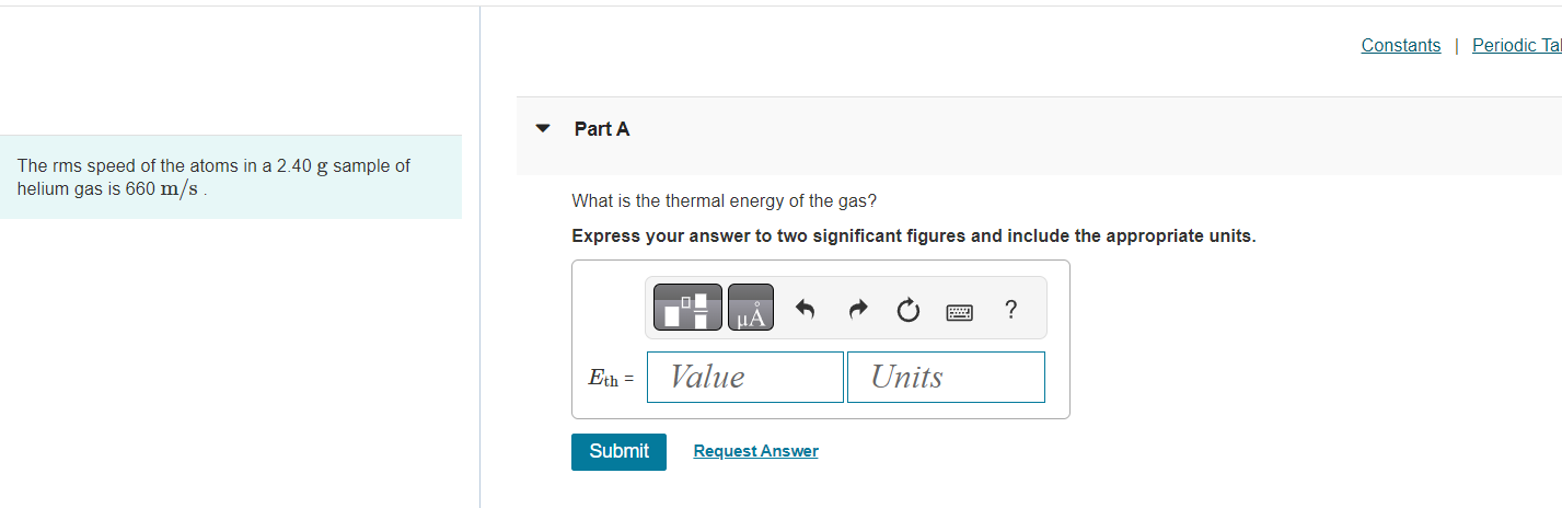 Solved The rms speed of the atoms in a 2.40 g sample of | Chegg.com