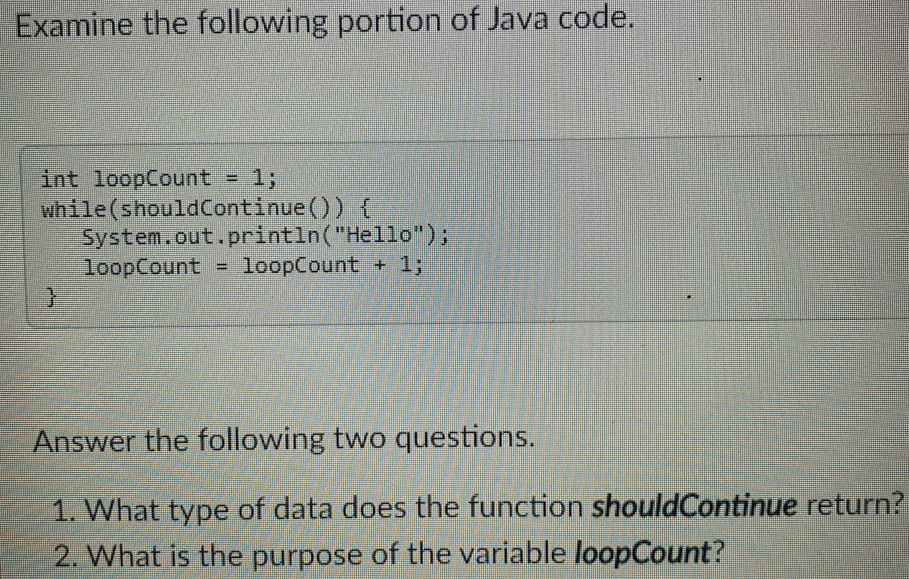 Solved Examine the following portion of Java code. int | Chegg.com