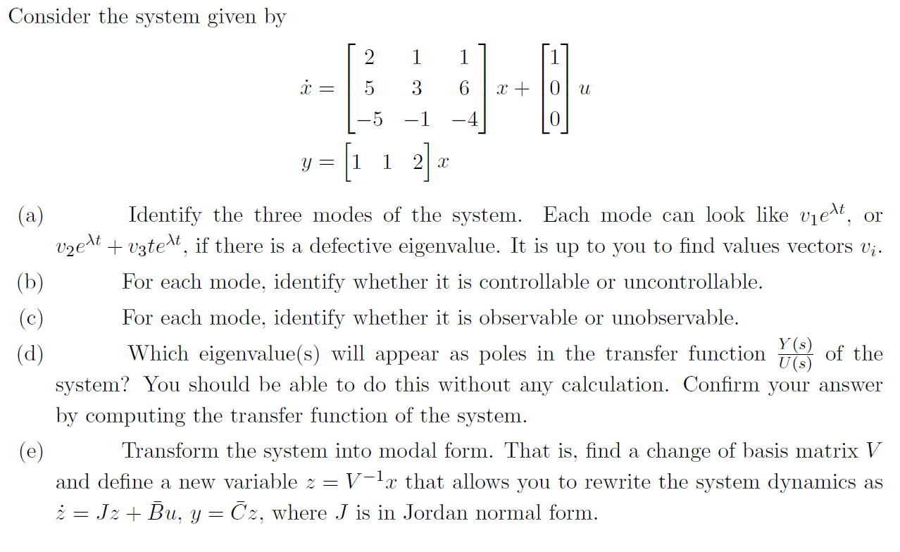 Solved Consider the system given by | Chegg.com