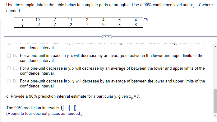 Solved Use the sample data in the table below to complete | Chegg.com