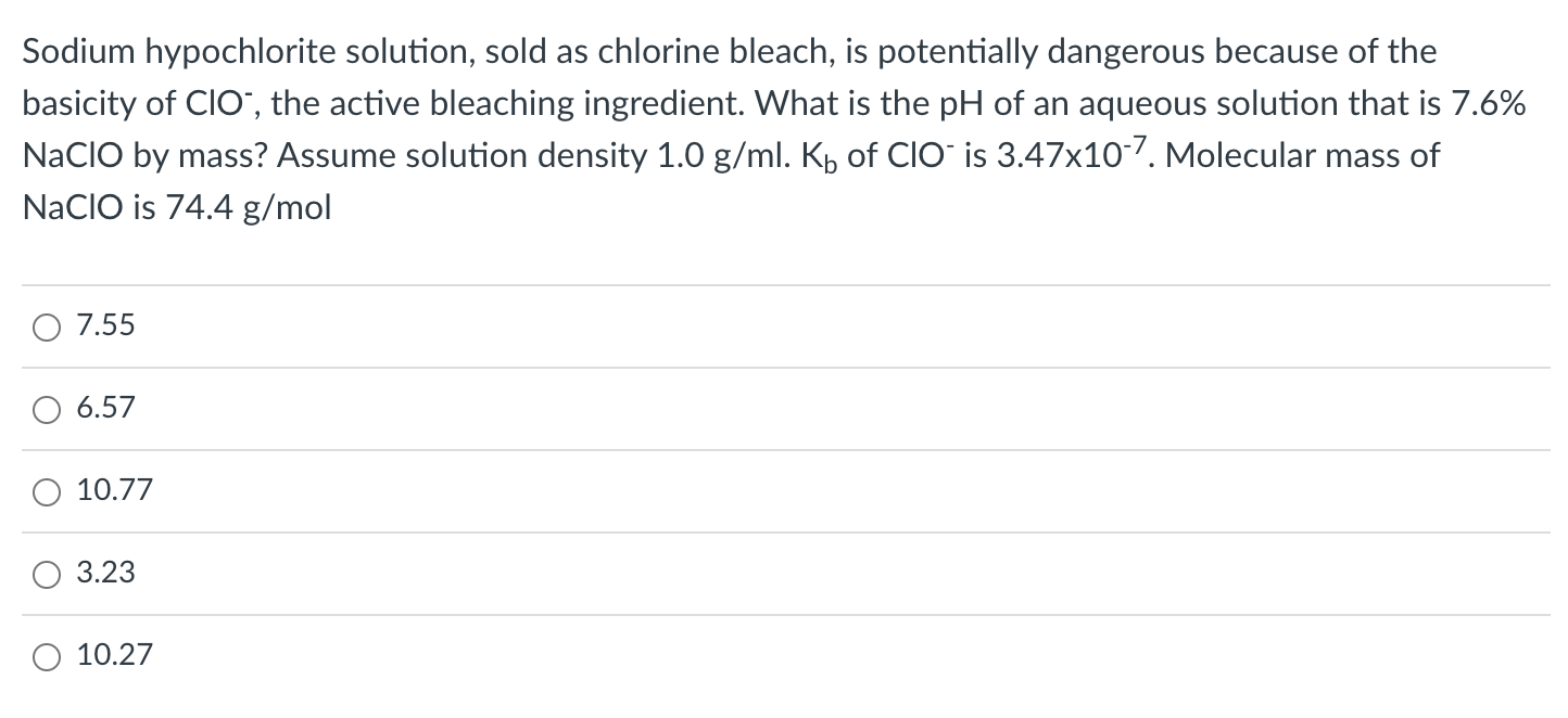 Solved Bleach is a highly basic substance, meaning that it