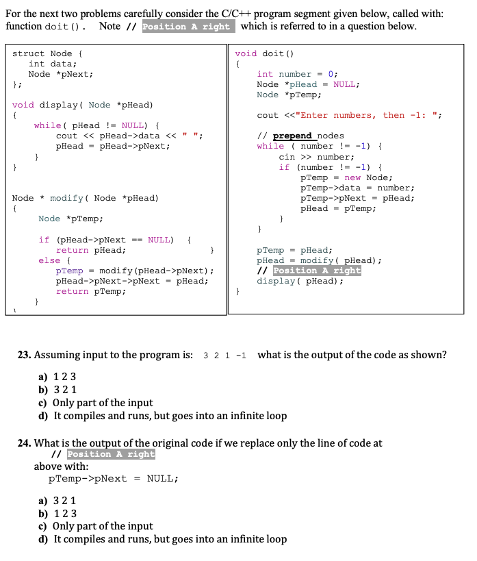 Solved For the next two problems carefully consider the | Chegg.com