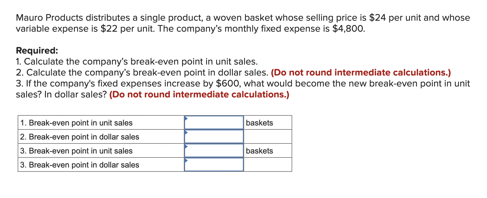 Solved Mauro Products distributes a single product, a woven