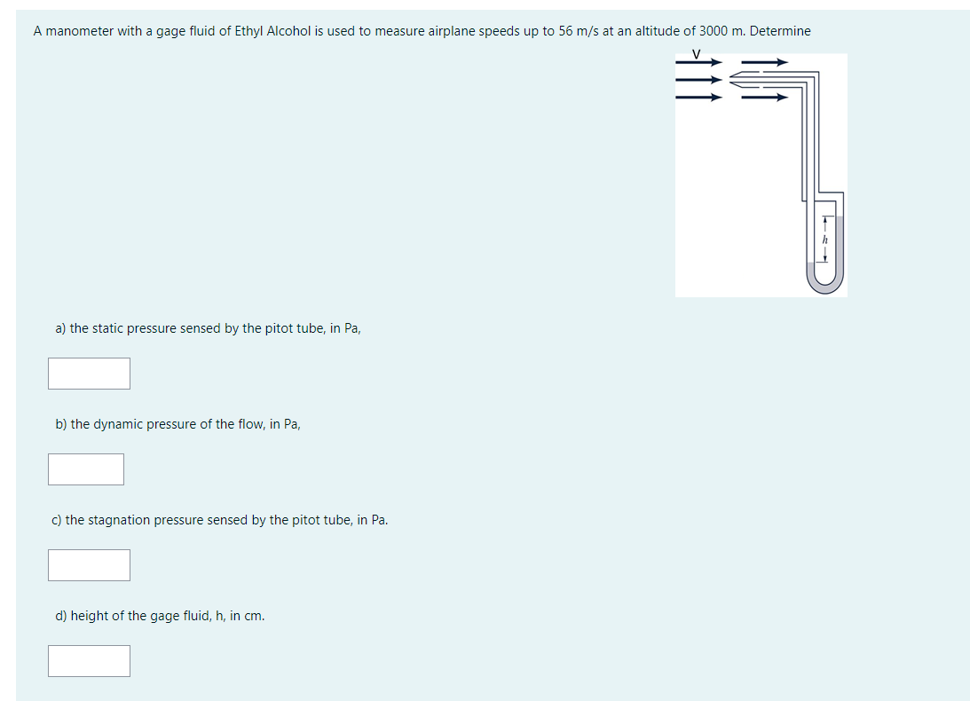 Solved A manometer with a gage fluid of Ethyl Alcohol is
