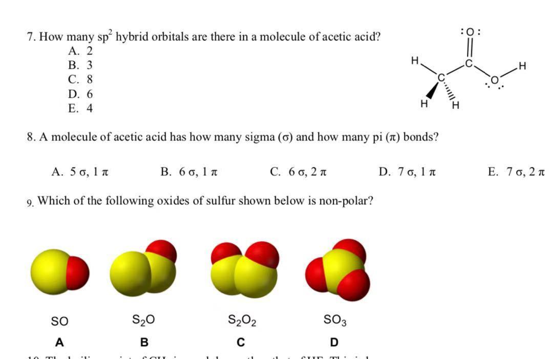 Solved How many sp2 hybrid orbitals are there in a molecule | Chegg.com