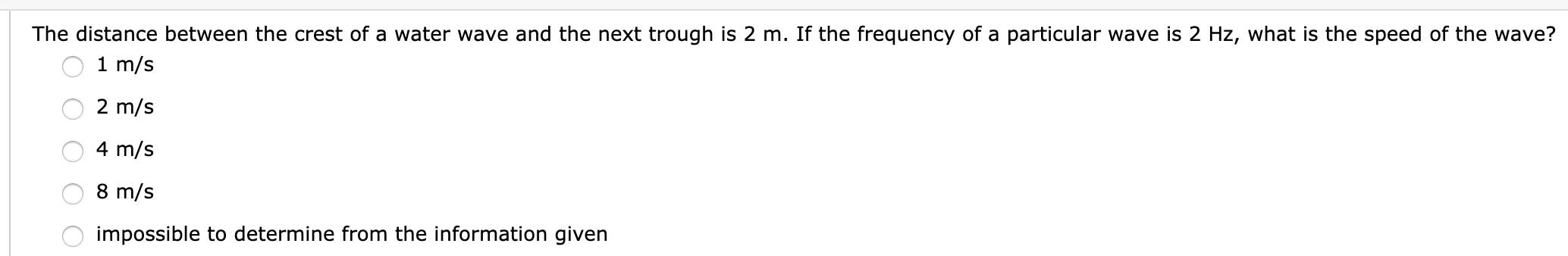 Solved The distance between the crest of a water wave and | Chegg.com