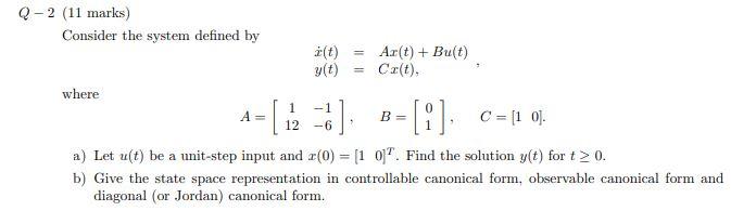 Solved Consider the system defined by | Chegg.com
