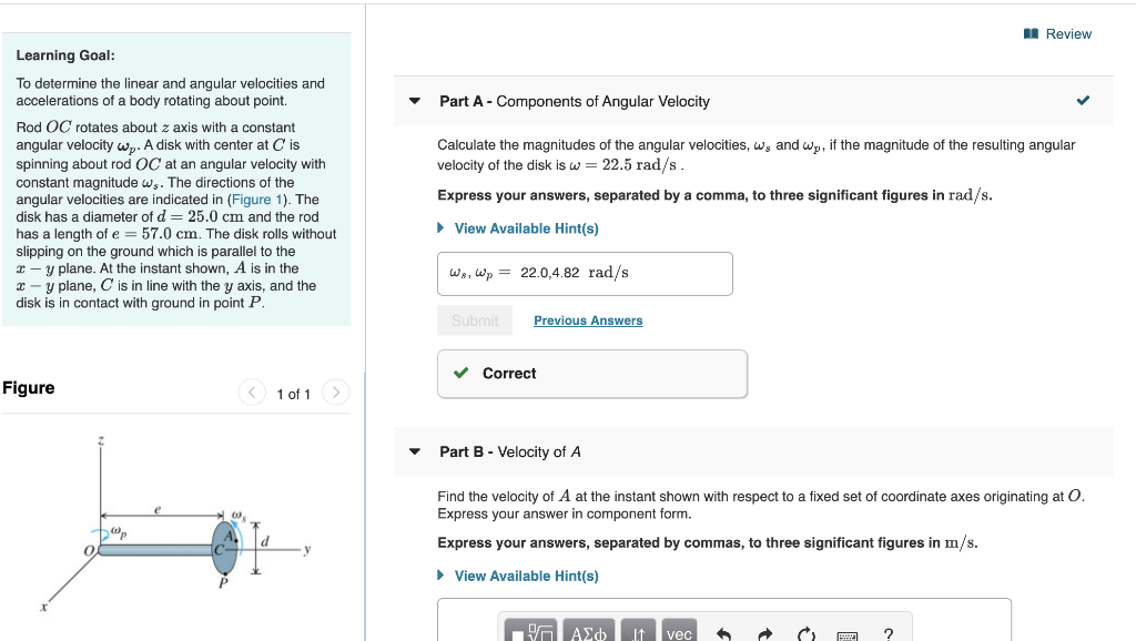 Solved Review Part A - Components of Angular Velocity | Chegg.com