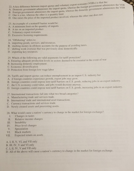 Solved 22 A key difference between import Domestic | Chegg.com