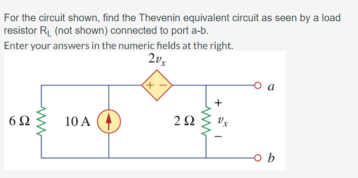 Solved For the circuit shown, find the Thevenin equivalent | Chegg.com