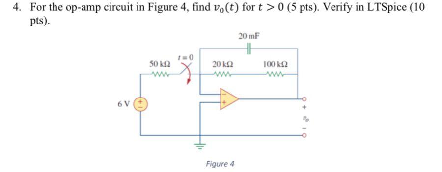 Solved 4. For the op-amp circuit in Figure 4 , find v0(t) | Chegg.com