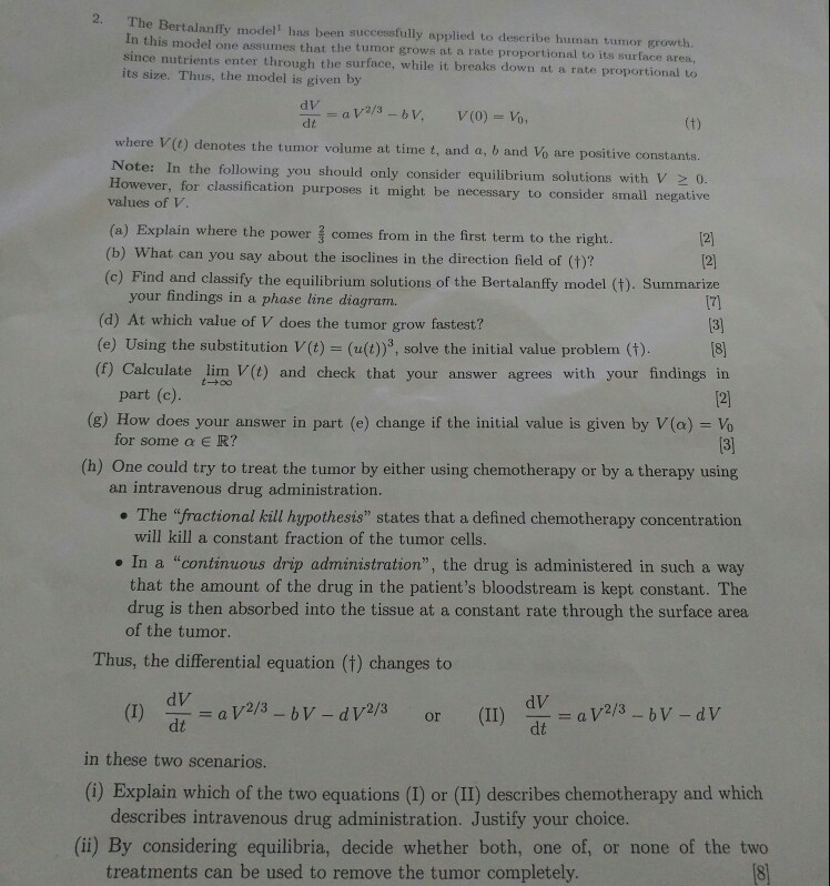 Solved 2. The Bertalanffy model! has been successfully | Chegg.com