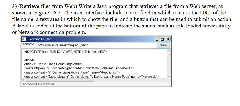3) (Retrieve files from Web) Write a Java program | Chegg.com