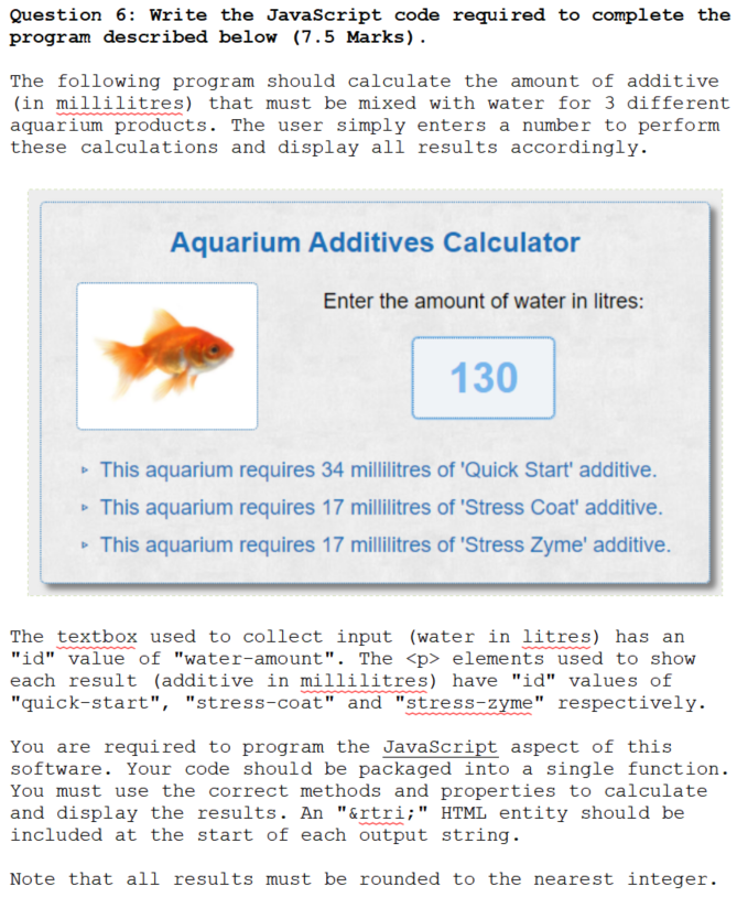 Solved Question 6: Write the JavaScript code required to | Chegg.com